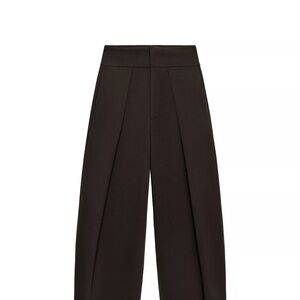 Zara Pleated Balloon Pants in Dark Brown, eggplant color